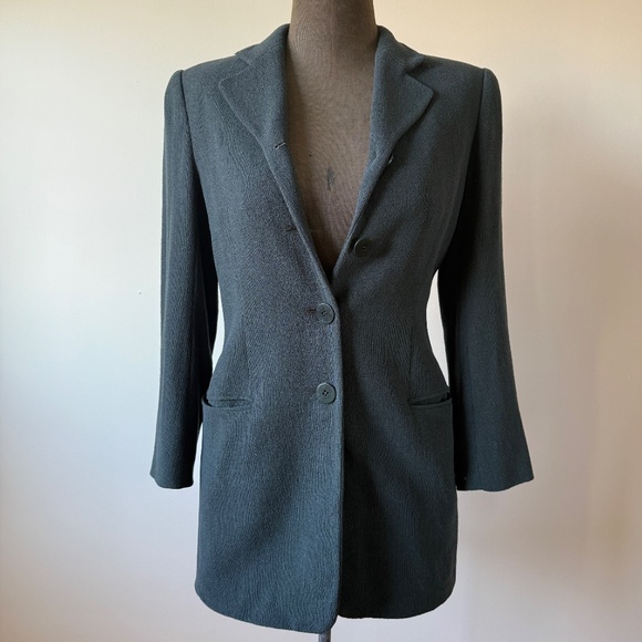 Stunning Vintage 90s Giorgio Armani Grey Green Blazer Jacket - Picture 5 of 11